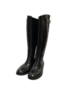 Louis Vuitton Drops Line Monogram Rubber Rain Boots Shoes Black Spring